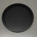 Concrete Decorative Tray for Coffee Table Tray Decor - Charcoal Black Round Decorative Tray - Circle Fluted Centerpiece Tray - Bandejas Decorativas - Water-Proof & Heavy-Duty