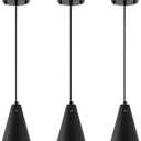 Dijiahua Black Pendant Lights 3 Pack for Kitchen Island,Small Modern Industrial Chandeliers with Cone Metal Shade,Mini Adjustable Cord Hanging Lighting Fixtures for Over Sink,Bar,Dining Room