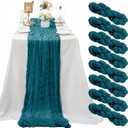 8 Pack Teal Cheesecloth Table Runner 10Ft Gauze Cheese Cloth Table Runner 35x 20Inch Romantic Boho Table Runners for Wedding Bridal Baby Shower Birthday Party Engagement Summer Rustic Table Dcoration
