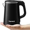 0.8L Small Electric Kettle, Portable Travel Kettle Stainless Steel - 800W Fast Boiling, Auto Shut-Off & Boil-Dry Protection, Tea Kettle for Home, Office, Business Trip, Hotel, Dorm (Black)