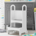 whitmor High-Rise Step-Up - White: Two Step Stool with Handles and Safety Non-Slip Treads and Anti-Tip Feet for Kids and Adults- Quality Learning Furniture
