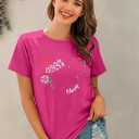 Christmas Shirts for Women Merry Christmas Tshirt Xmas Graphic Print Tee Tops Blouse Gifts (Medium, Hot Pink)