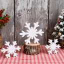 Christmas Decoration - 3PCS Snowflake Signs for Winter Decorations Farmhouse Rustic Wooden Snowflake Blocks for Tiered Tray, Mantel and Table Centerpiece Ornaments