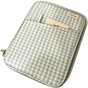 Tooe Gingham Puffy Laptop Sleeve 11-13 Inch Y2K Coquette Carrying Laptop Bag Fairycore Cover Pouch Sleeve Computer Liner Bag (11 inch,Green)