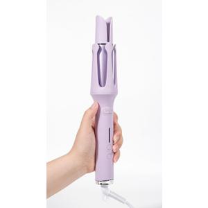 Automatic Rotating Curling Iron with 4 Temperature - Beach Waves Curling Wand, Portable Hair Curler, Dual Voltage & Lightweight for Travel, Automatic Shut-Off, Anti-Scald-Purple
