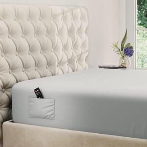 DREAMCARE King Fitted Sheet - Extra Deep Pocket Fitted Sheet - Fits up to 21 inch Mattress - Deep Pocket King Sheets - Hotel Luxury - Oeko-Tex Certified Sheets - 1 Fitted Sheet Only (Light Grey) (07 - Light Gray)