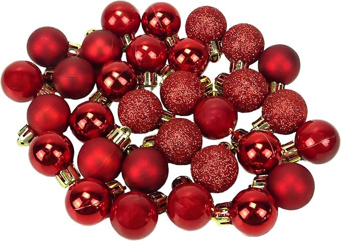 Christmas Ball Ornaments - 25pcs Shatterproof Christmas Ornaments Set Plastic Hanging Christmas Decorations for Xmas Tree Holiday Party Decor, 6 Styles in 4 Sizes (Burgundy) 12 Feet Christmas Wooden Bead Garland Wood