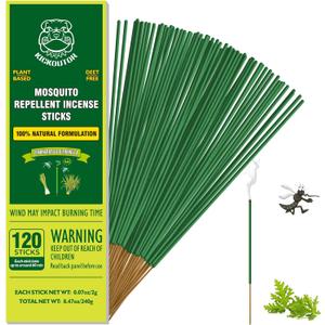 KICKOUTOR Mosquito Repellent Outdoor Patio 120 PCS Citronella Oil Mosquito Incense Sticks Natural Organic Mosquito Barrier Mosquito Repeller for Backyard Travel Camping Indoors Gnat Mosquito Control