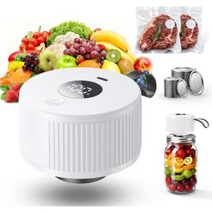Electric Mason Jar Vacuum Sealer, [2026 Upgraded] One-Piece Handheld Vacuum Sealer Kit for Wide & Regular Mouth Jars, Portable Cordless Sealer for Food Storage, Homesteading & Meal Prep
