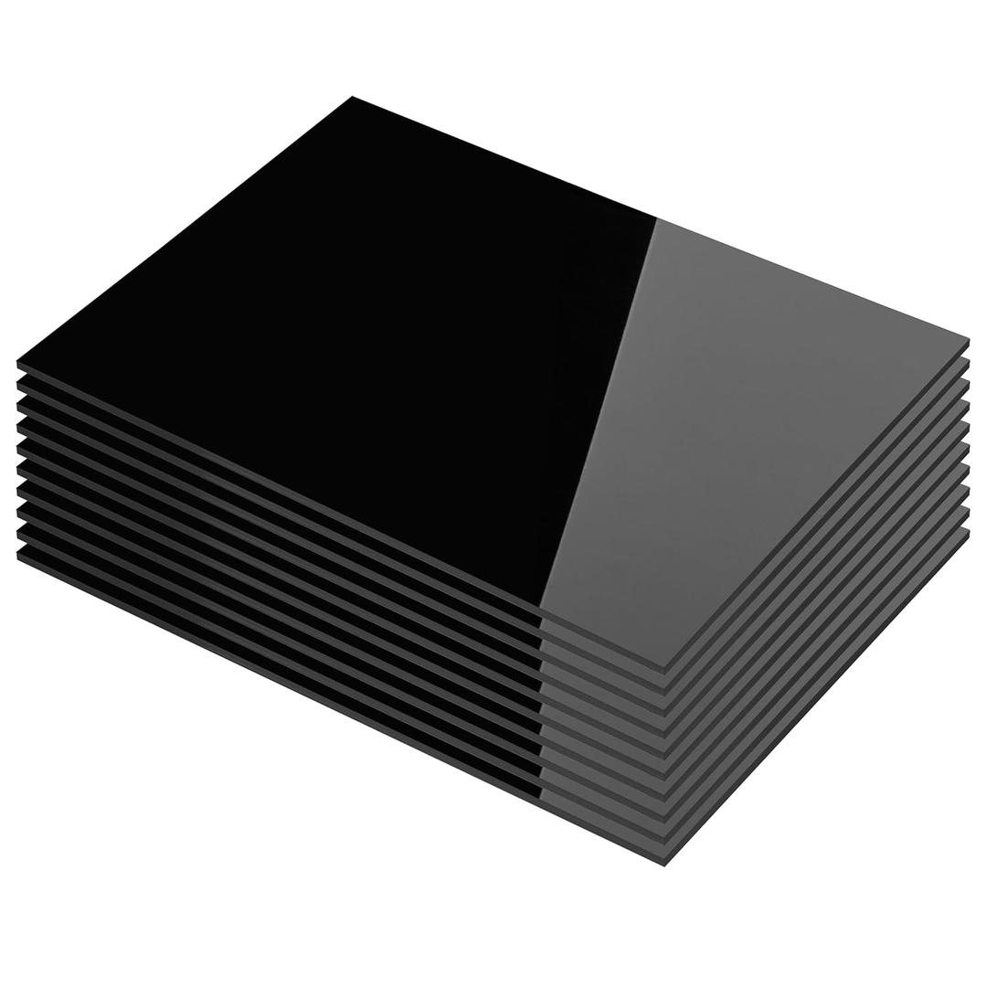 KAITELA Pack of 10 Black Acrylic Sheet 5" x 7" Cast Plexiglass Panel 1/8" Thick (3mm) Plastic Board for Craft Projects, Laser Cutting, Photography, Sign