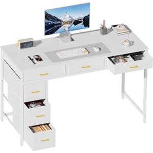 HLDIRECT 47" Computer Desk with 6 Drawers, Home Office Desk with Large Storage for Home Office,Gaming,Writing Study,Work (White)