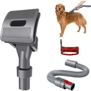 Groom Tool Attachments Brush&Extension Vacuum Hose Compatible with Dyson V8 V7 V10 V11 V12 V15 Vacuum Cleaner with Quick Release Converter Adapter Dog Pet Groom Tool(Brush&Extension Hose&Trigger Lock)