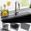 Cisily Diatomite Faucet Mat for Kitchen Sink Protectors with Dish Brush Holder-Absorbent Drying Counter Stone Water Splash Guard Area, Behind Kitchen Sink Caddy Organizers Decor Accessories Organizer (Gray)