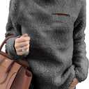 onlypuff Sherpa Pullover Hoodies for Women Fuzzy Sweatshirt Ladies Winter Warm Tops (Gray, XXL)