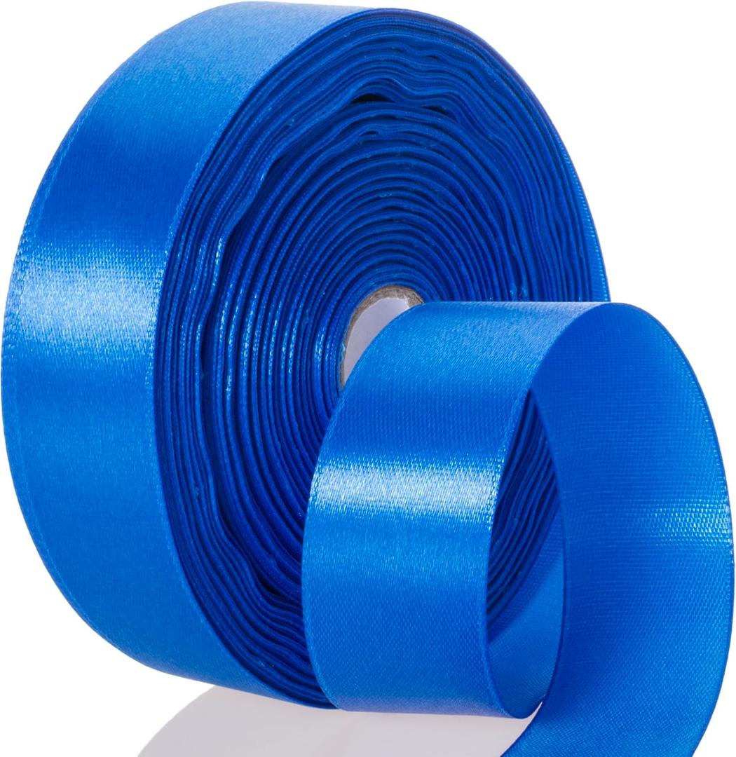 2 x 50 Yards 1 Inch Royal Blue Satin Ribbon, Single Face Polyester Solid Color Craft Fabric Ribbon for Handmade Roses, Gift Wrapping, Bouquets, Wedding, Christmas, and Party Decoration