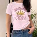 Birthday Shirt Women Birthday Girl Graphic Tee Funny Crop Top Glitter Short Sleeve Crewneck Outfit (Pink, L)