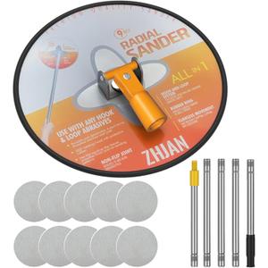 Drywall Pole Sander with Extension Pole, 360 Rotation Wall Sander with 10 PCS Sanding Sheets (80/100/120/180/240Grit), Pole Sanding Tool for Painted Walls and Ceilings