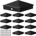 Dunzy Post Caps Aluminum Pyramid Fence Deck Post Caps Cover for Nominal Sleeve with Screws for Outdoor Mailbox Dock Wood(6 x 6,Black,12 Packs)
