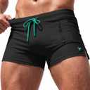 3 Inches Men Swim Trunks Swim Brief Square Leg with Pocket, Size M