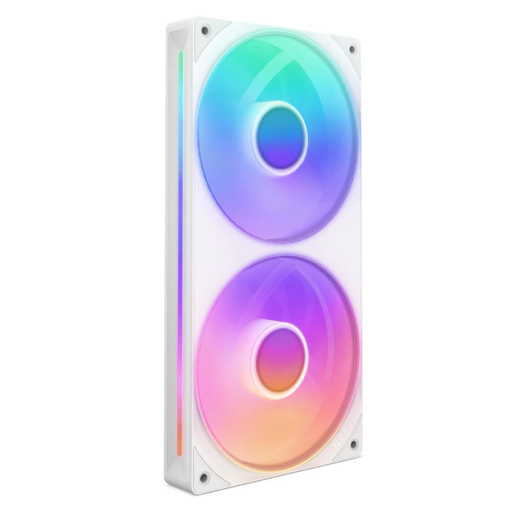NZXT F240 RGB Core | 240mm Single-Frame Fan Unit with 2 x 120mm RGB Fans | Speed & Lighting Control | High Static Pressure & Airflow | Fluid Dynamic Bearings | 8 ARGB LEDs Per Fan | White
