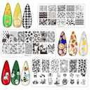 Nail Art Stamper Kit 12Pcs Stamping Template Nail Plates with 2 Nail Stamper 2 Scraper 1 Stamp Template Storage Bag Organizer