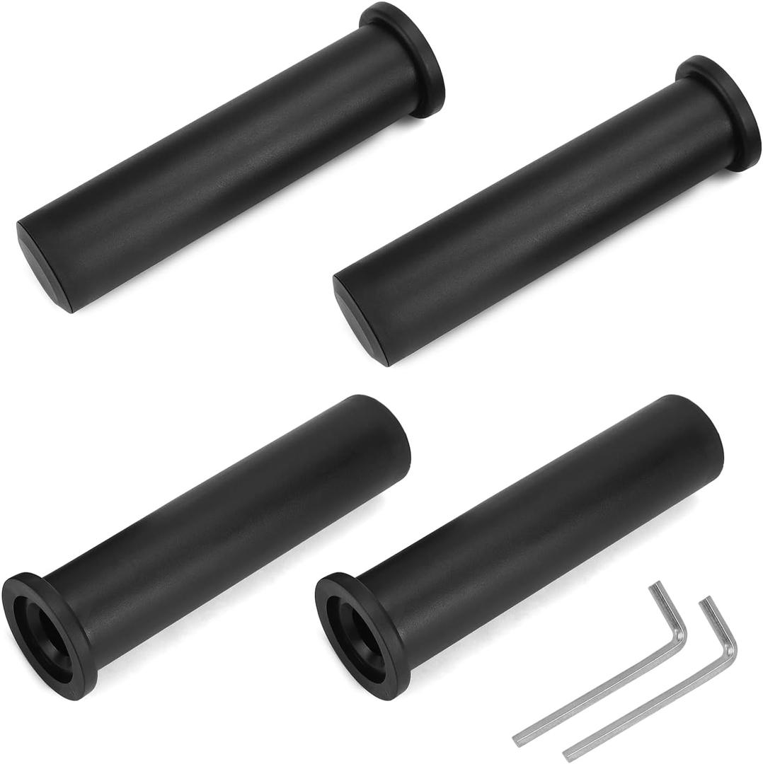 QWORK Adapter Sleeves 1" to 2"  8" Length, 2 Pairs, 600 lbs Load, Locking Bolt & Caps for Racks, Bars & Plates