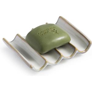 Soap Dish with Self Drain Fluted Design, Bar Soap Holder for Bathroom, Japanese Soap Tray for Shower, Bathroom and Kitchen Sink Organizer, Ceramic Soap Saver, White