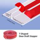 Peel and Stick Shower Door Draft Stopper, T-Shaped Silicone Weather Stripping, Double Sided Self-Adhesive Seal Strip for Gaps (Clear, 40ft x 1.97in)