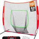 7x7ft/8x8ft Baseball Softball Net with Steel Frame for Batting, Hitting, Pitching, Portable Baseball Batting Net with Carry Bag, Great for All Levels