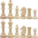 32pcs Unpainted Wood Chess Pieces Only for Board Games, Paint Your Own Chess Set, Blank Chess Sets for DIY Projects, Arts and Crafts Wooden Peg Dolls Unfinished