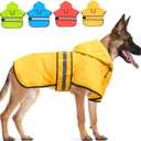 Candofly Dog Raincoat, Waterproof Dog Coat Reflective Dog Rain Jacket with Harness Hole, Hooded Pet Ponch Slicker for Large Dogs (XX-Large, Yellow)