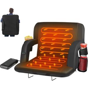 HOPERAN Dual-Sided Heated Stadium Seats for Bleachers with Back Support, 20000mAh Power Bank Included Stadium Chair, 3 Levels Heating Stadium Seating for Bleachers Seat with Backrest