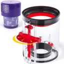 Upgraded Dust Bin Compatible with Dyson V10 Vacuum Cleaner Canister, Small Bin Replacement Compatible with Dyson V10 Part No.969509-02 with HEPA Filter