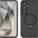 Magnetic Stand Case for Samsung Galaxy S25 Plus Waterproof IP68 [Military-Grade Shockproof][Built-in HD Screen Protector][Magsafe Compatible] 360 Full Sealed Protection (Galaxy S25 Plus) Black