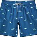 maamgic Mens 7 inch Mens Swim Trunks with Mesh Lining Quick Dry Board Shorts Mens Bathing Suits (X-Large, 5 Blue Shark)