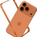 for iPhone 17 Pro Bumper Case Metal - No Back Design Compatible with MagSafe Aluminum Backless Edge Frame Fast Heat Dissipation Shockproof Slim Minimalist Protection Case for iPhone 17 Pro (Orange)