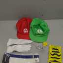 Super Bros Hats Costume Accessories Adult Halloween Cosplay with Mustaches, Suspenders, Gloves Buttons and Brooch
