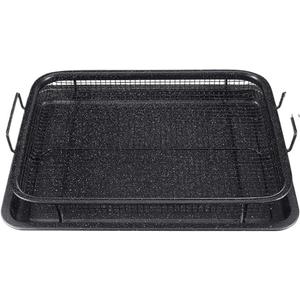 Barbecue Grill Copper Baking Tray Oil Frying Baking Pan Non-stick Chips Basket Baking Dish Grill Mesh Barbecue Tools Cookware Practical (Color : Black Set)