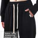 Womens 2 Piece Sweatsuit Set, 2025 Casual Long Sleeve Hoodie with Loose Wide Leg Sweatpants for Fall and Winter (Black, M)