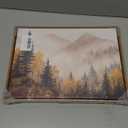VIYYIEA Framed Wall Art for Living Room, Autumn Forest Canvas Prints, Vintage Home Decor, Landscape Painting Picture, Bathroom Wall Decor Gifts for Friends or Family -【Misty Forest】-(16L x 12W)