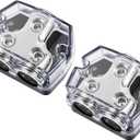 2 Pcs 2 Way Power Distribution BlockCar Audio Splitter  1 0 Gauge in / 2 0 Gauge Out Amp Power Ground Distributor