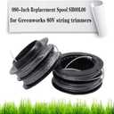 SB00L00 String Trimmer Replacement Spool Compatible with Greenworks SB00L00 ST60V ST60V-T0 .080-Inch 80V Front Mount String Trimmer Replacement Spool Refills Dual Line 2901619 2906302 Trimmer Line, Black