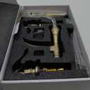 BWE 8 Inch Widespread Bathroom Faucet Brushed Gold Waterfall Bathroom Faucet 3 Hole 2 Handle Modern Basin Lavatory Vanity Sink Faucet with Pop Up Drain Assembly and Supply Hose (6.81 inch Widespread Version)