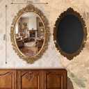 Vercraft 30" x 20" Vintage Gold Mirror for Wall, Antique Gold Oval Baroque Mirror with Imitation Metal Frame, Ornate Wall Decor for Entryway, Fireplace, Living Room, Hallway
