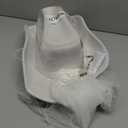 4E's Novelty Bride Cowgirl Hat with Veil & Sash - Women White Cowboy Hat Bachelorette Party, Bridal Shower Dress Up