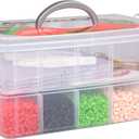 10,000-Piece Holiday Fuse Bead Kit for DIY Xmas Ornaments - 8 Unique Christmas Designs w Peg Boards, Tweezers, Ironing Papers - Great for Homemade Ornaments, Holiday Classroom Parties Family Activity