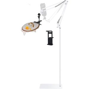 Adjustable Embroidery Hoops Stand for Hand Work,Cross Stitch Frame with 360 Rotation, Hands-Free Stitching,3-in-1 Hoop/Tablet/Phone Holder Floor Stand,White