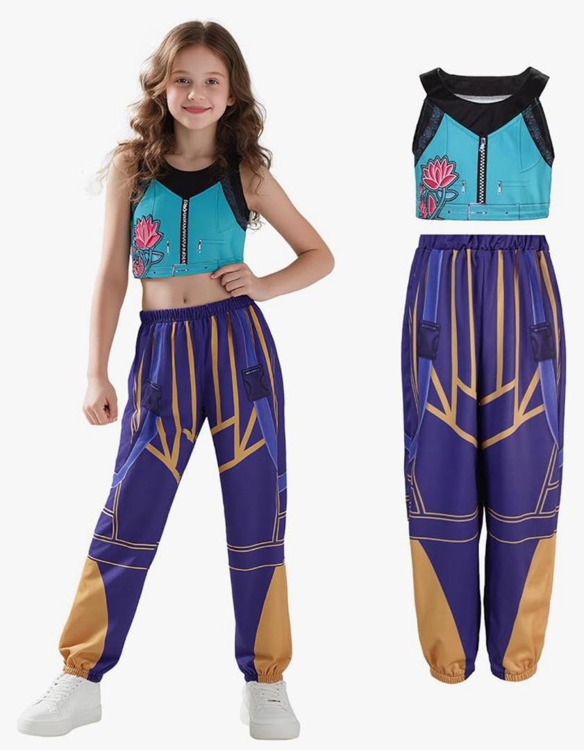 Pop Hunters Singers Demon Costume Outfits Halloween Cosplay Dress 3Pcs Weapon Accessories, 120