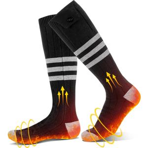Heated Socks for Men Women, Rechargeable Electric Heated Socks with 4 Heating Levels, Washable Warm Socks for Winter Hunting Outdoor Working Skiing Hiking Cycling Camping Fishing (Black & Grey)