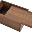 Wood Box with Slide Lid, Walnut Wooden Storage Box, 9.65'' x 5.71'' x 4.8'' Wooden Decorative Box for Keepsakes Valuables Accessories